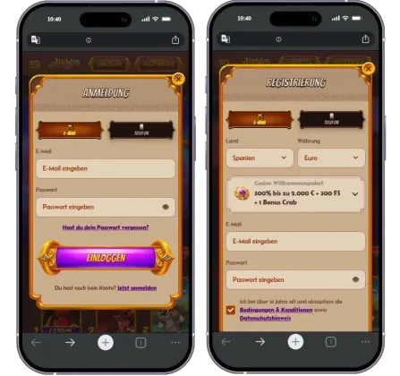 Alawin Login und Registrierung